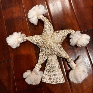 NEW - Beautiful anthro white/gold star Christmas tree topper